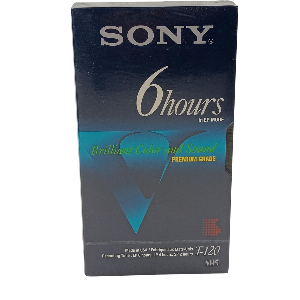 Sony T-120VE VHS Videocassette 6 Hours EP Premium Grade Blank Tape New Sealed